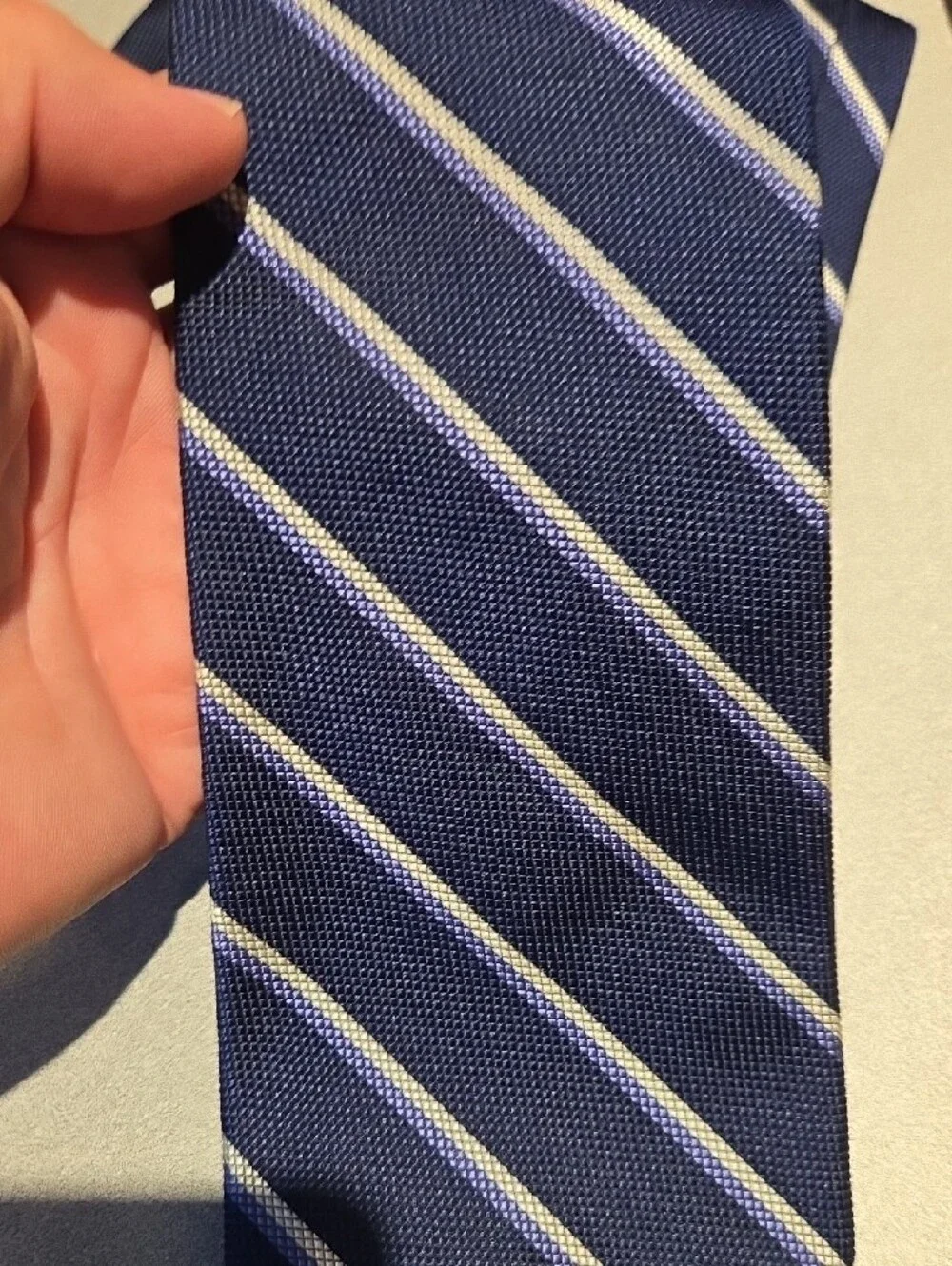 Brooks Brothers Navy and White Diagonal Stripe Tie